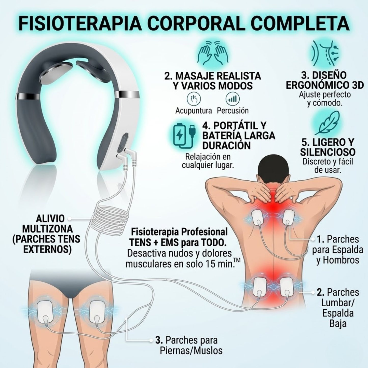FISIO-PRO™ - Masajeador Cervical con Tecnología Neuro-Pulso